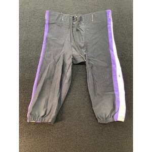 Youth Football Pants black Purple White Stripe Lace Up Waist Elastic Cuffs